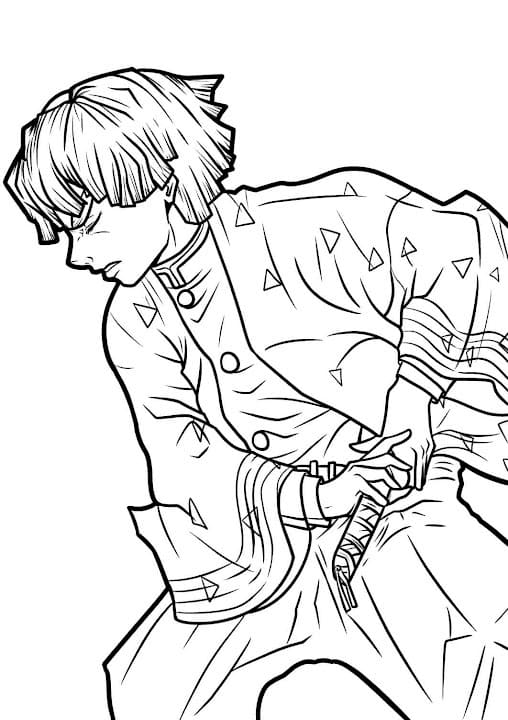 Angry Zenitsu coloring page