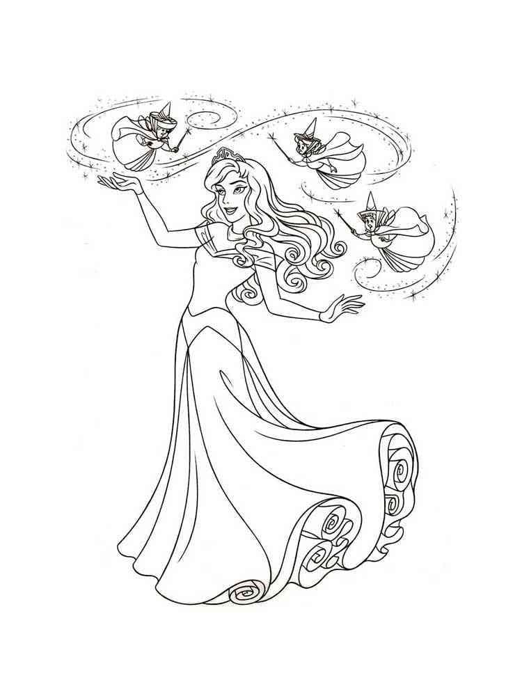 Aurora and Good Fairies coloring page