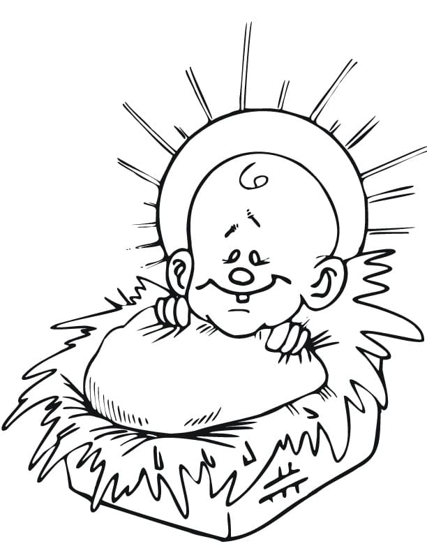 Baby Jesus in a Manger coloring page