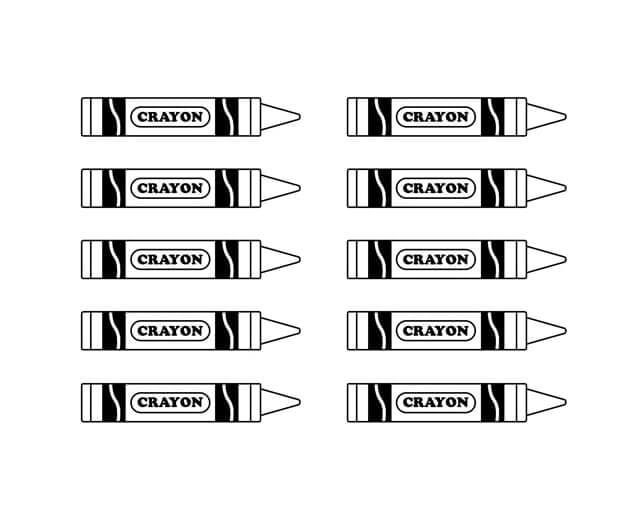 Basic Ten Crayons coloring page