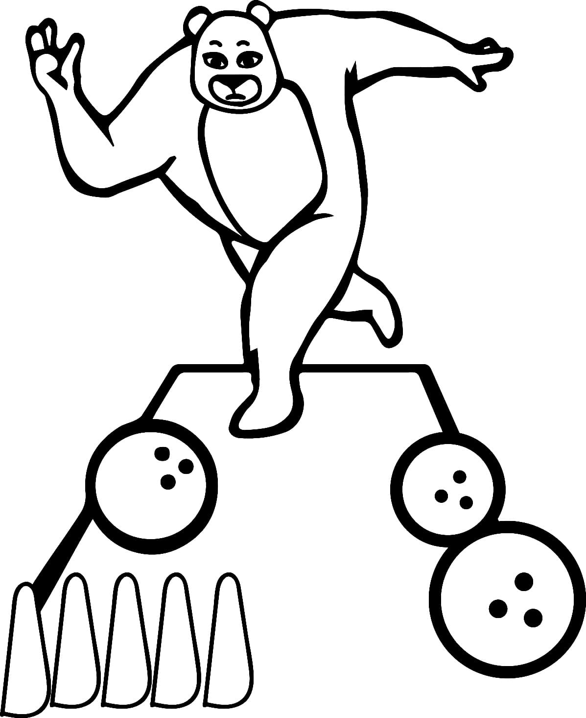 Bear Plays Bowling coloring page