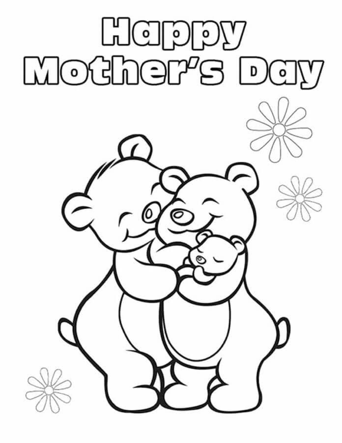 Bears Congratulate Mom On The Holidays coloring page