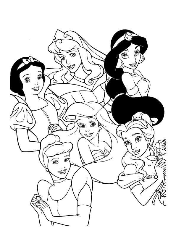 Beautiful Disney Princesses coloring page