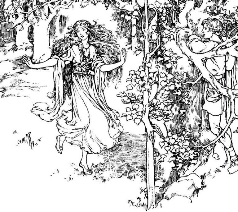 Beautiful Girl In The Forest coloring page