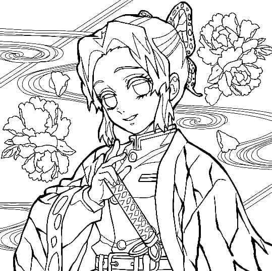 Beautiful Shinobu Kochou coloring page