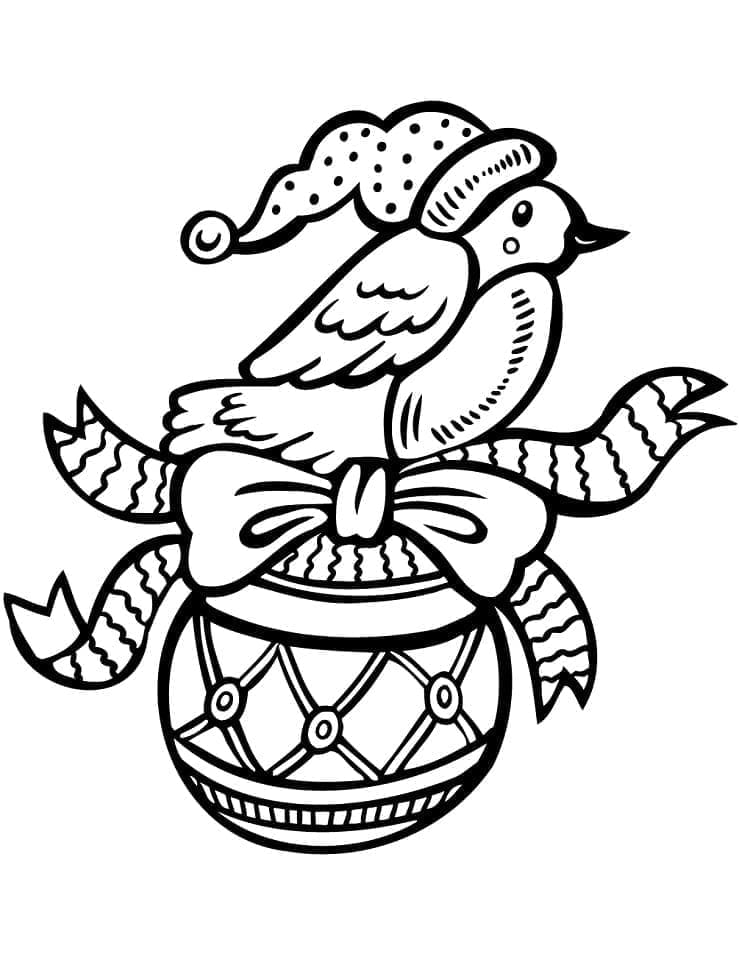 Bird and Christmas Ornament coloring page