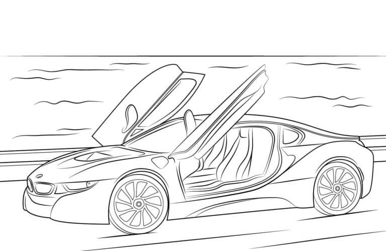 BMW With Doors Open coloring page