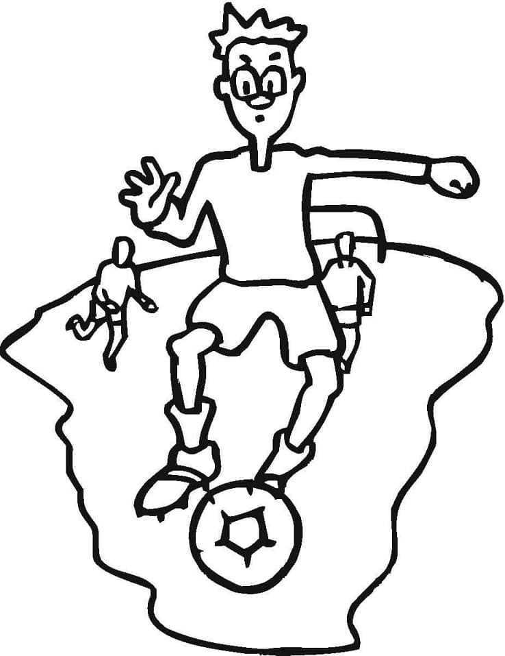 Boy is Playing Football coloring page