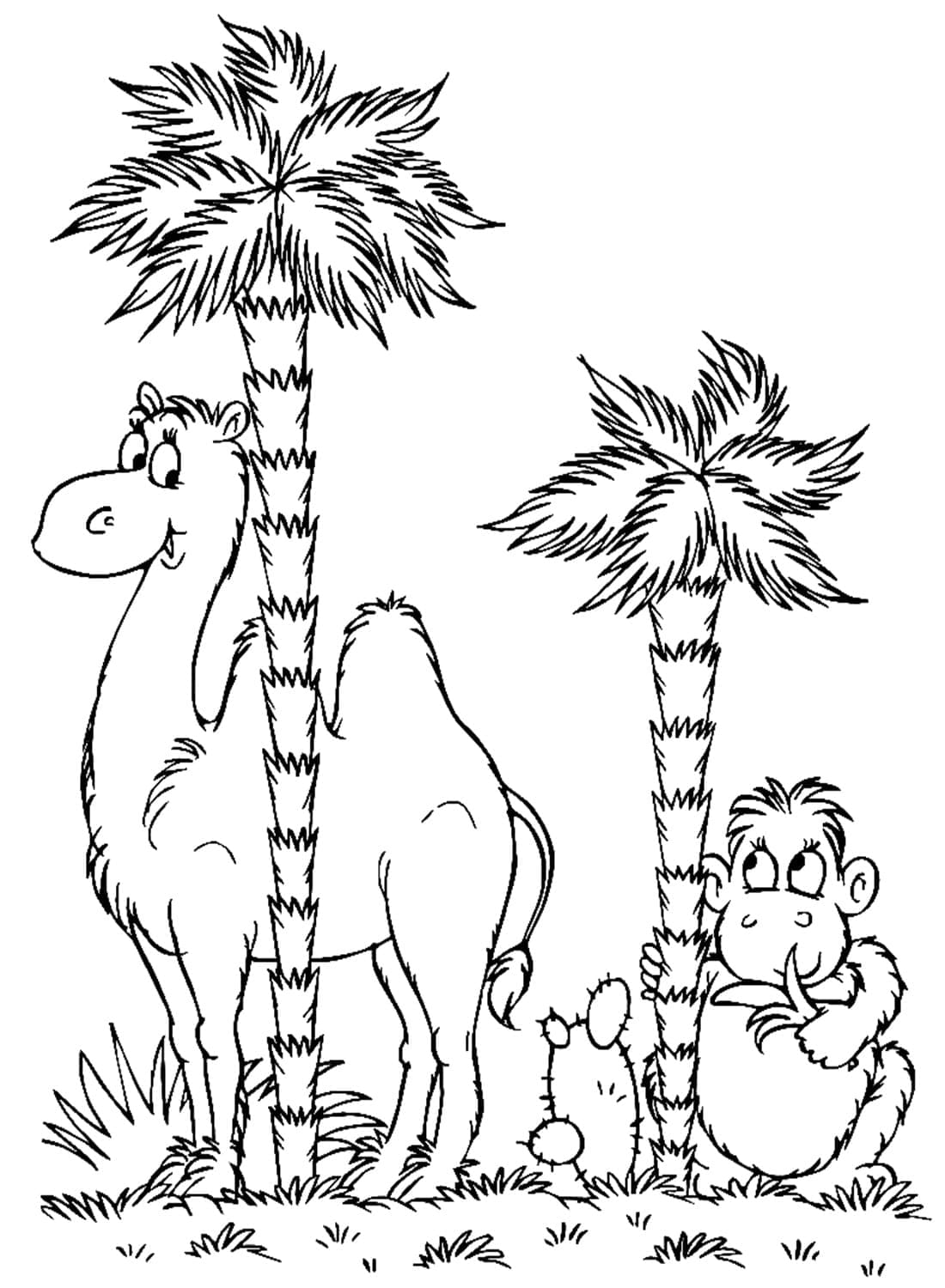 Camel and Monkey coloring page