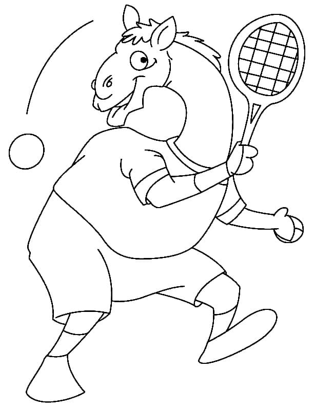 Camel Plays Tennis coloring page