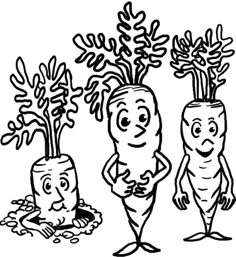 Cartoon Carrots coloring page