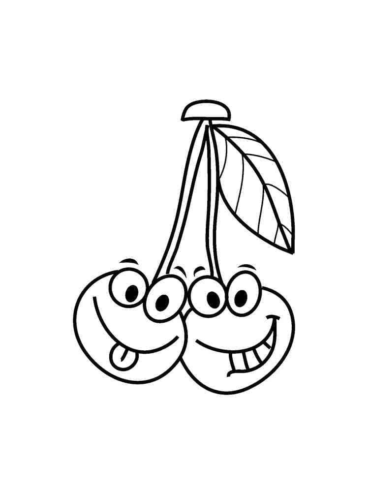 Cartoon Cherries coloring page - Download, Print or Color Online for Free