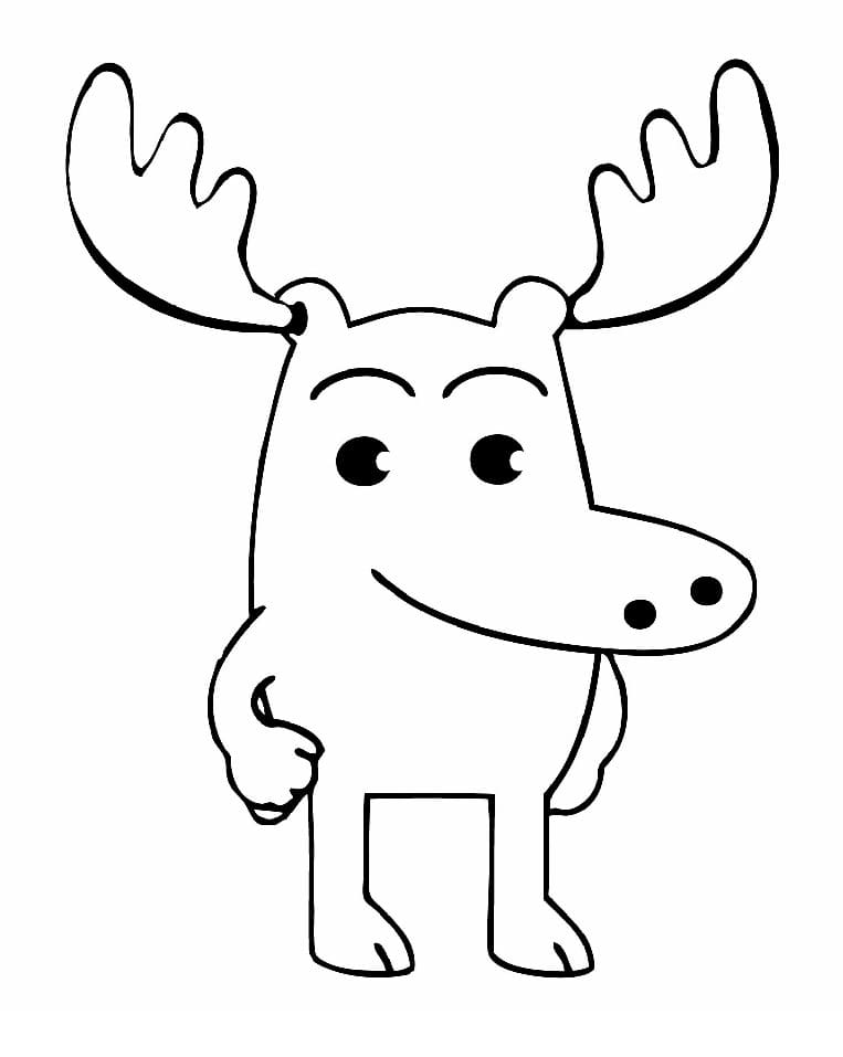 Cartoon Little Moose coloring page