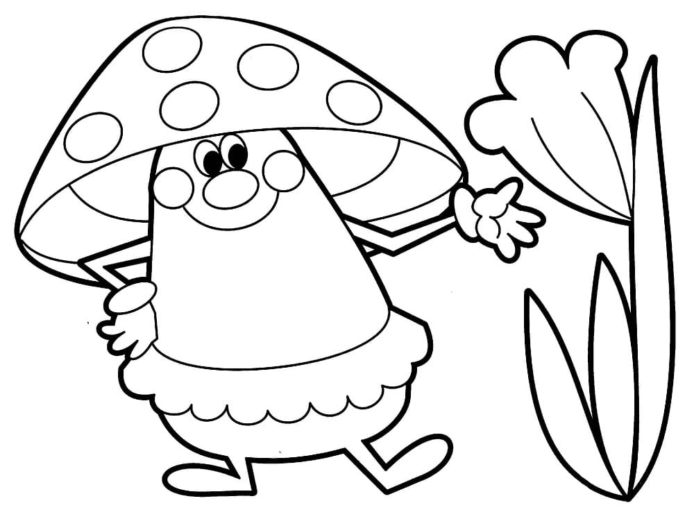 Cartoon Mushroom for Toddler coloring page