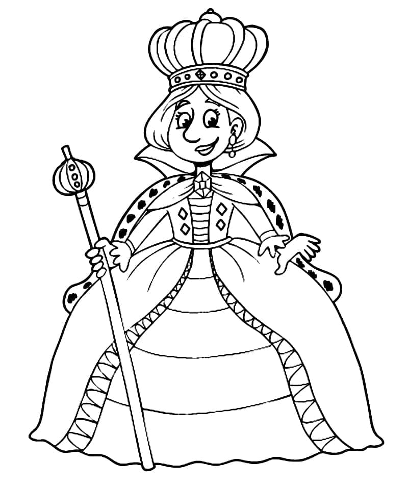 Cartoon Smiling Queen coloring page