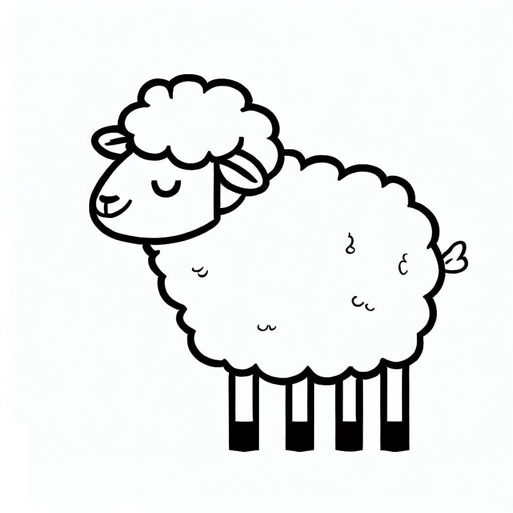 Cartoon Smiling Sheep coloring page