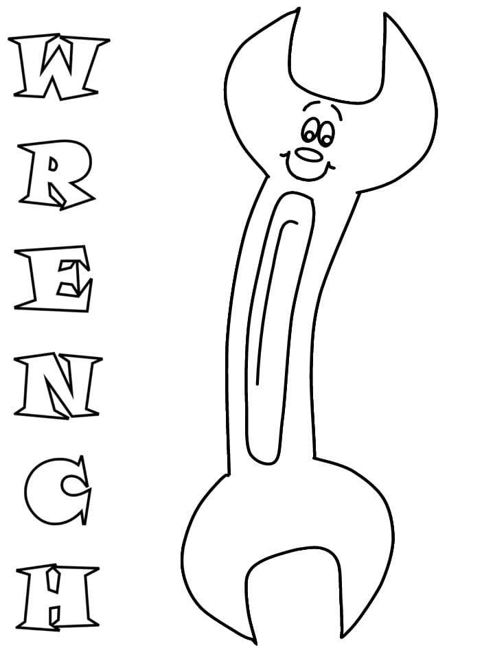 Cartoon Tool Wrench coloring page