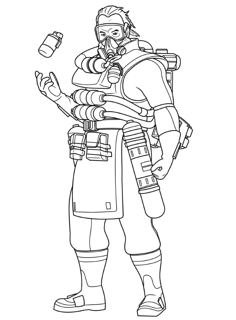 Caustic from Apex Legends coloring page