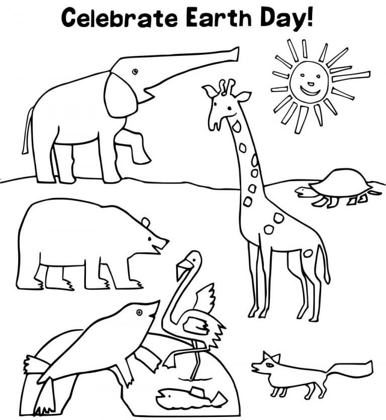 Celebrate Earth Day with Animals coloring page