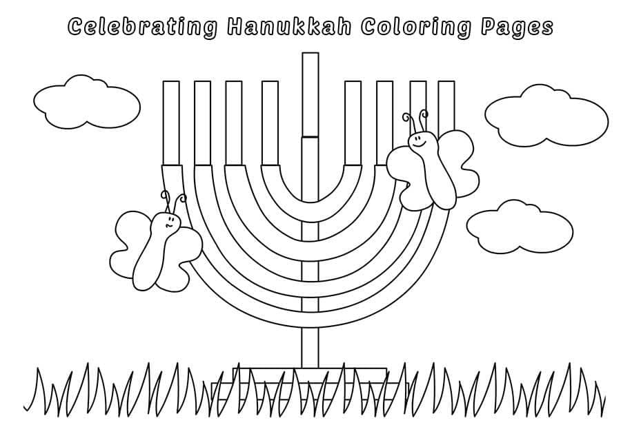 Celebrating Hanukkah coloring page