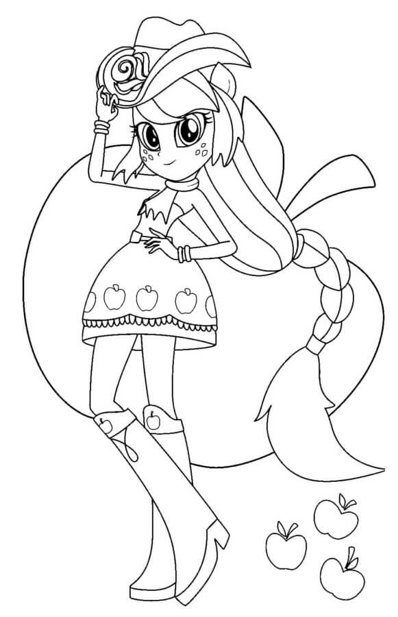 Cheerful Applejack in a Cowboy Hat coloring page