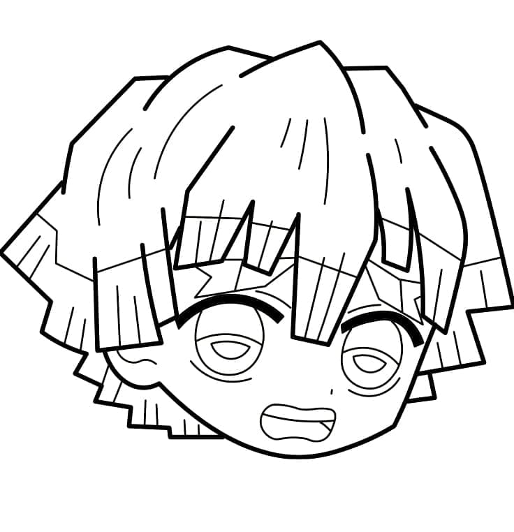 Chibi Zenitsu Face coloring page