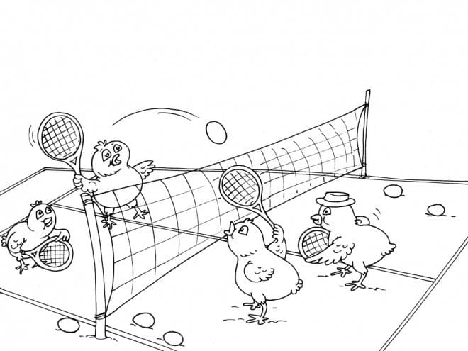 Chicks Are Playing Tennis coloring page