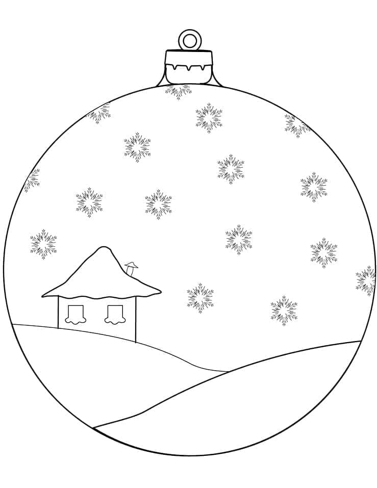 Christmas Ornament with House coloring page