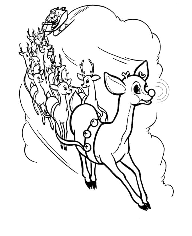 Christmas Reindeers coloring page