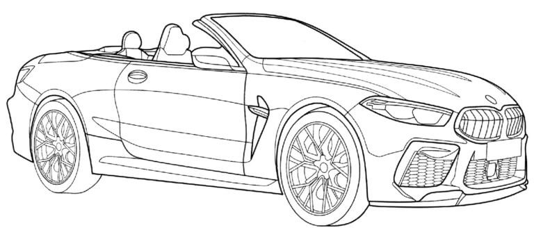 Convertible With Cool Tires coloring page