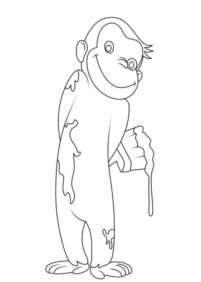 Curious George Painted Something coloring page