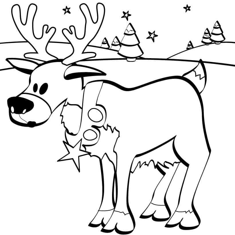 Curious Reindeer coloring page