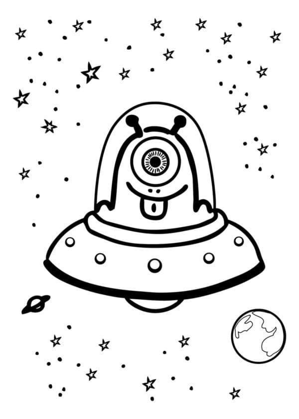 Cute Alien Outer Space coloring page