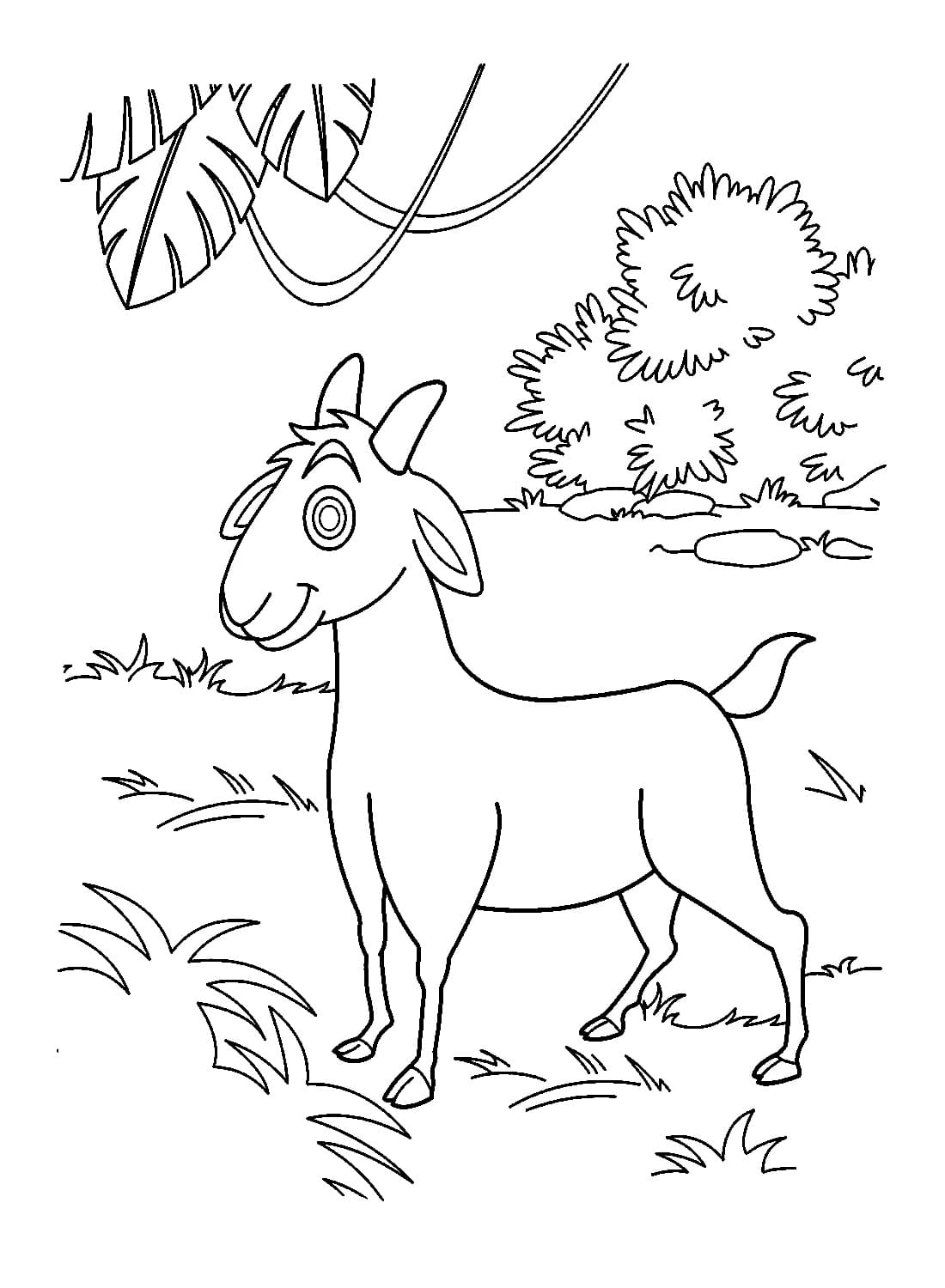 Cute Cartoon Goat coloring page