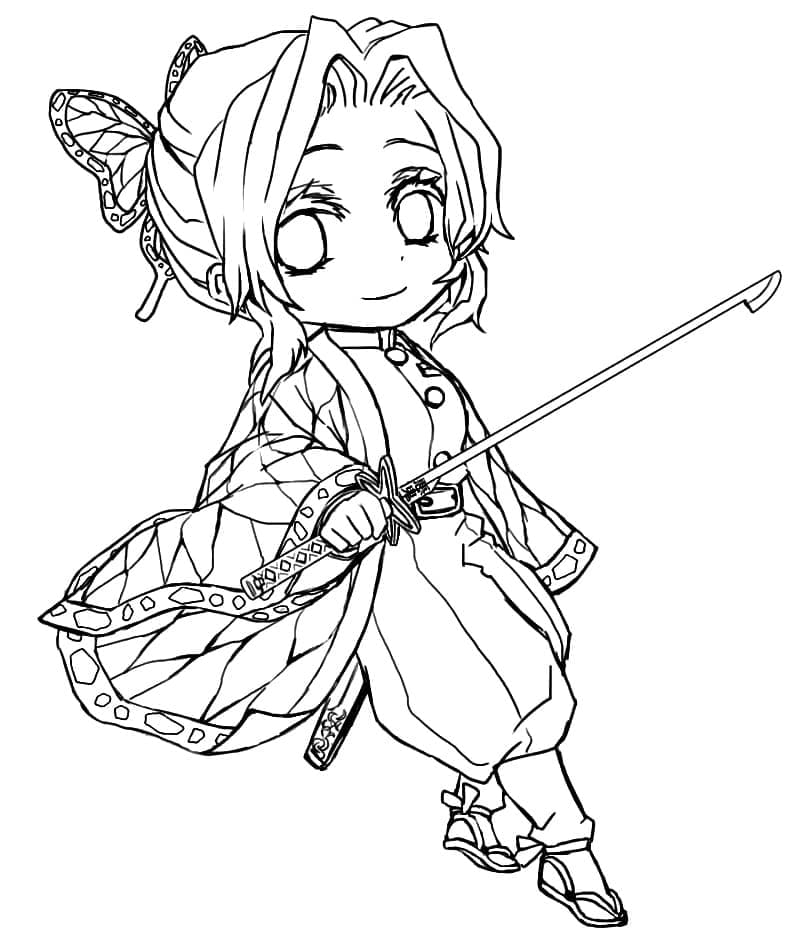 Cute Chibi Shinobu coloring page - Download, Print or Color Online for Free