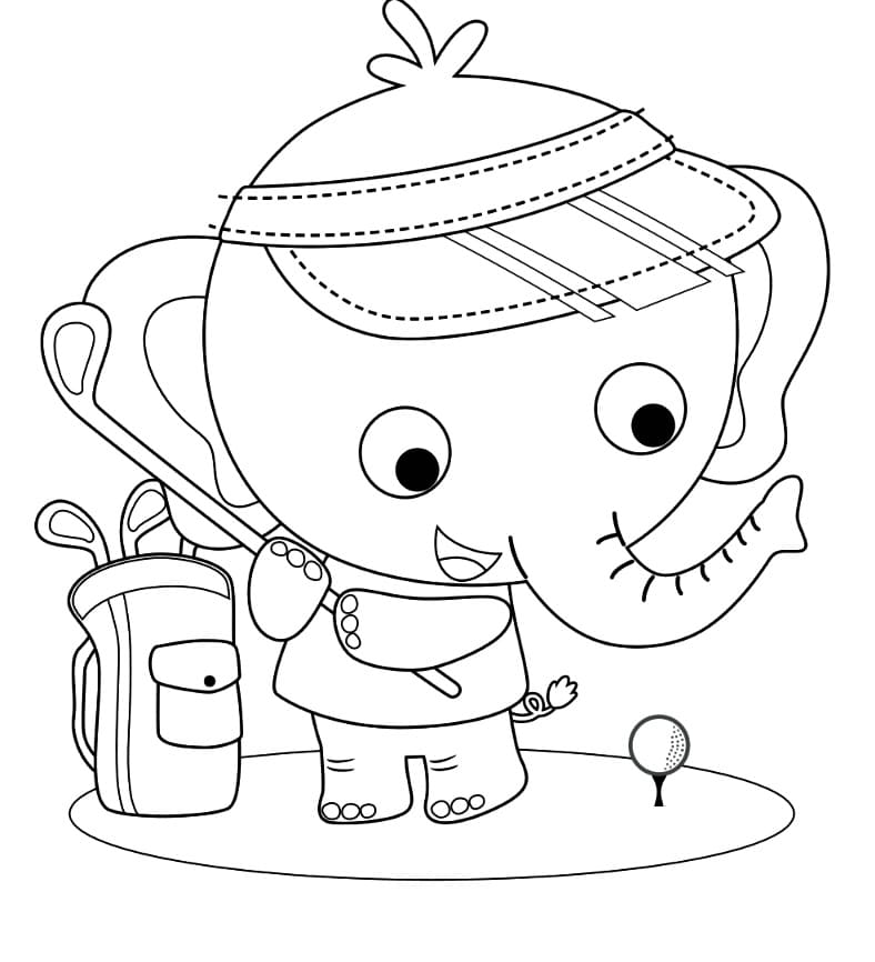 Cute Elephant is Playing Golf coloring page