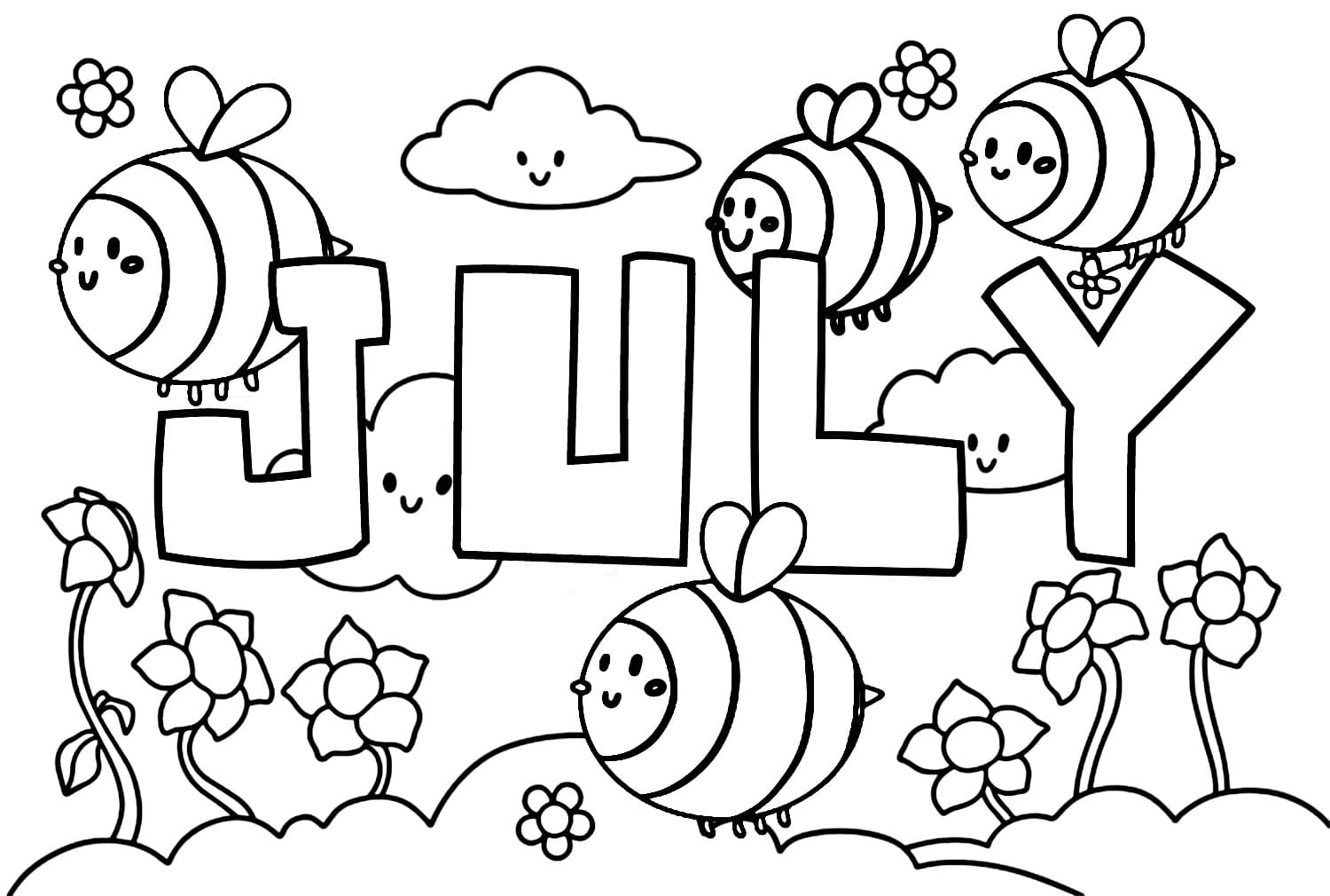 Cute July coloring page - Download, Print or Color Online for Free