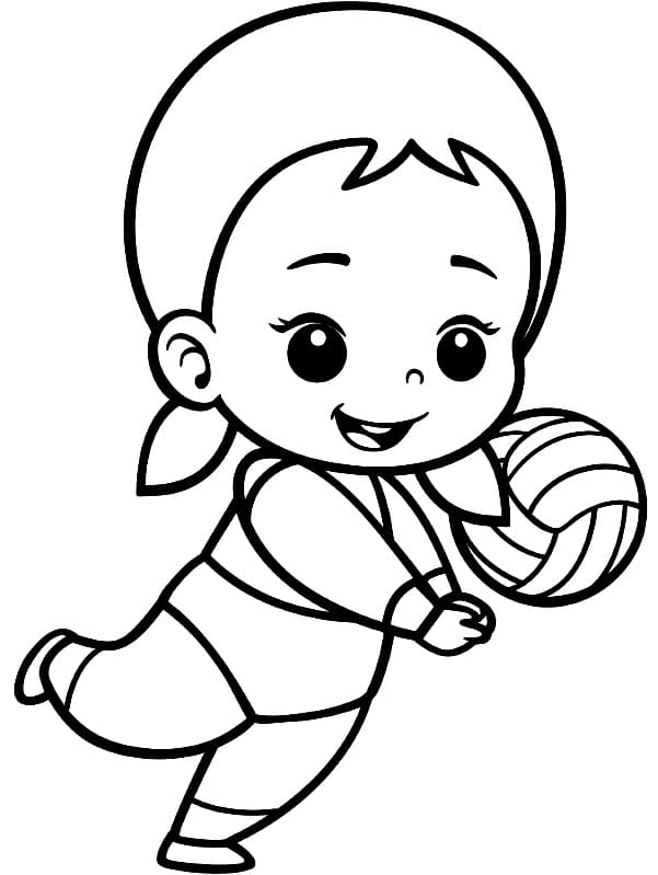 Cute Little Girl Plays Volleyball coloring page - Download, Print or ...