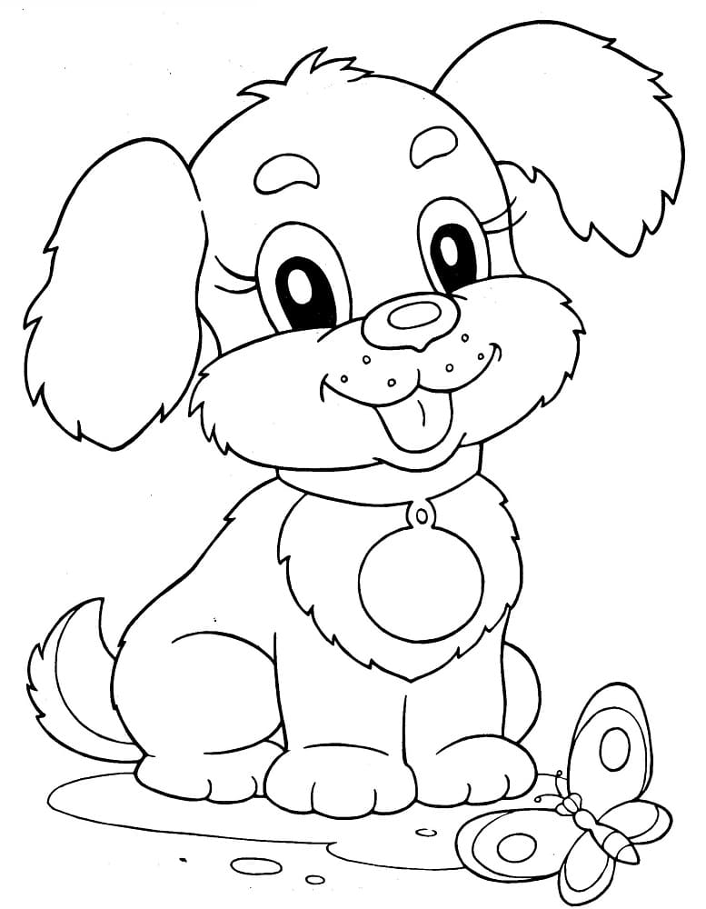 Cute Puppy and Butterfly for Toddler