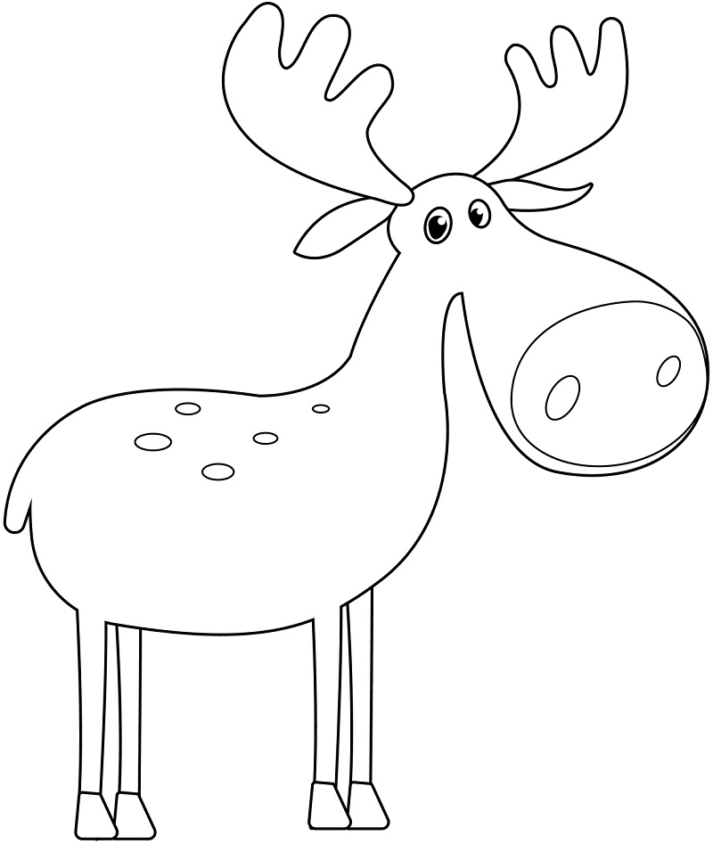 Cute Simple Moose coloring page