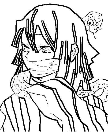 Demon Slayer Obanai Iguro coloring page