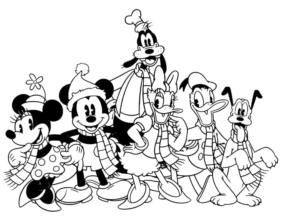 disney cartoon characters black and white