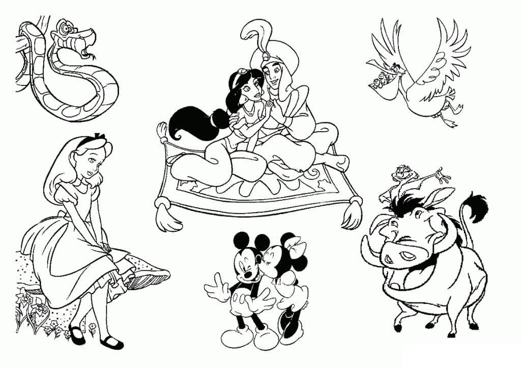 Disney Characters coloring page - Download, Print or Color Online for Free