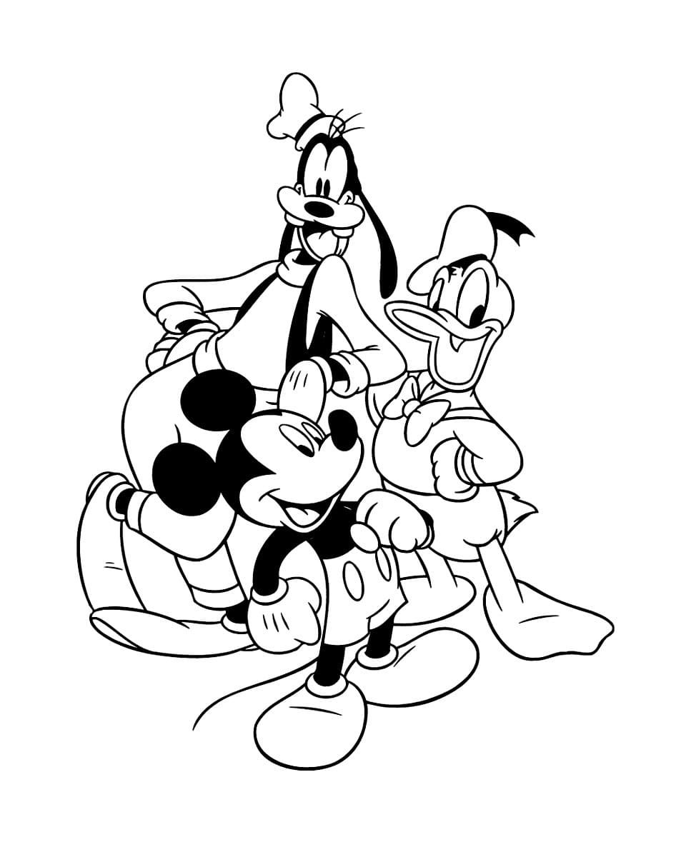 Disney Mickey, Goofy and Donald coloring page - Download, Print or ...