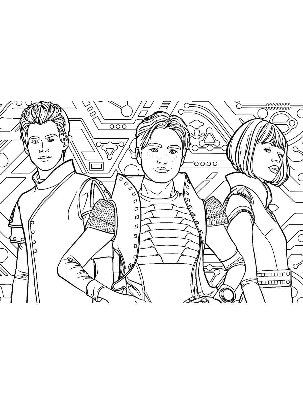 Disney Zombies 3 Characters coloring page