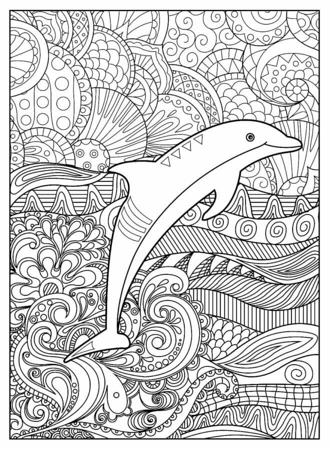 Dolphin In The Deep Sea Relaxing coloring page