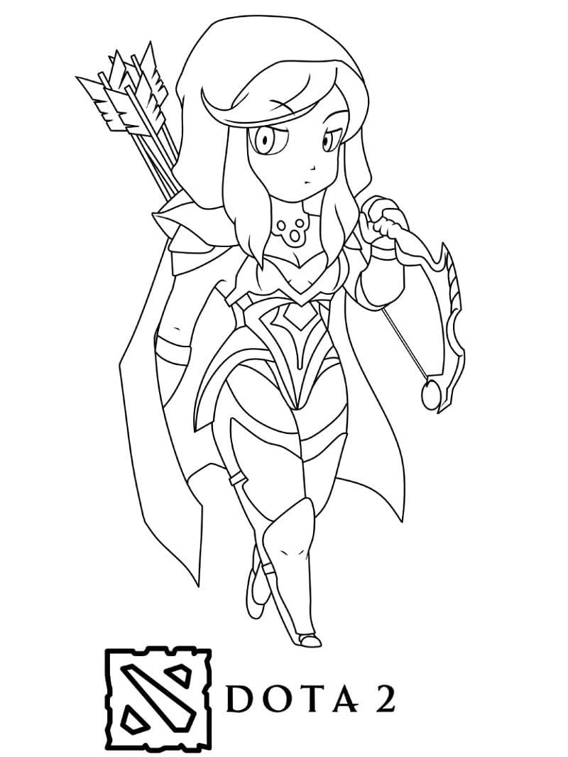 Dota 2 Drow Ranger coloring page