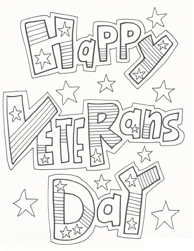 Drawing of Happy Veterans Day coloring page