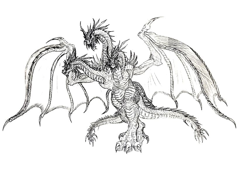 Drawing of King Ghidorah