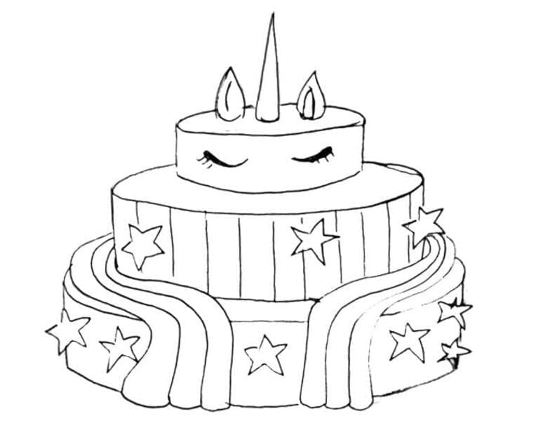 Premium Vector | A cartoon of a unicorn cake with a pink background.